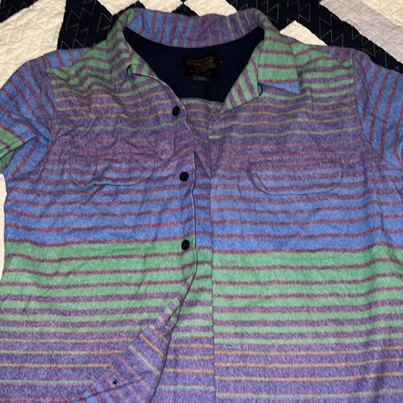 Pendleton Surf Board wool fitted button up shirt medium purple green - Picture 3 of 6